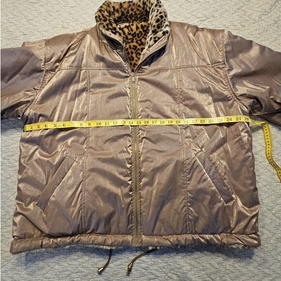 Reversible Coat Gold Faux Leopard Print Unbranded Womens  No Size Tag 3X - 4X - Picture 9 of 12